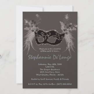 12x18 Gray Masquerade Sweet 16 Geburtstag Einladun Einladung