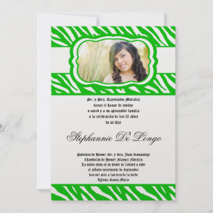 12x18 Gree Zebra-Druck-Rüttler Quinceanera Einladung