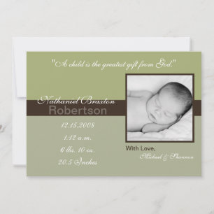 12x18 Green Brown Band Foto Geburtserklärung Ankündigung