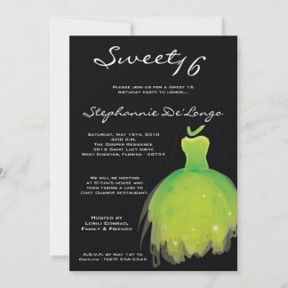 12x18 Green Dress Sweet 16 Geburtstag Einladung
