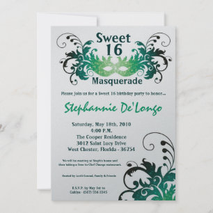 12x18 Green Masquerade Sweet 16 Geburtstag Einladu Einladung