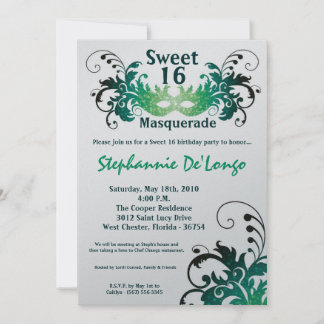 12x18 Green Masquerade Sweet 16 Geburtstag Einladu Einladung