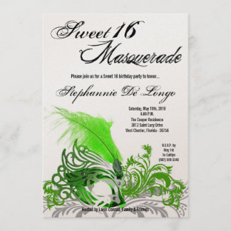 12x18 Green Masquerade Sweet 16 Geburtstag Einladu Einladung