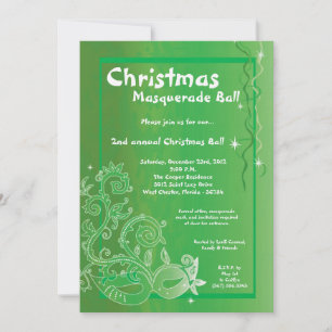 12x18 Green Masquerade Weihnachtsball Einladung