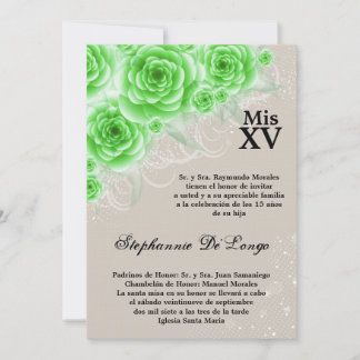 12x18 Green Rose Quinceanera Birthday Einladung