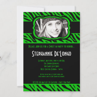 12x18 Green Zebra FOTO Sweet 16 Geburtstag Einladu Einladung