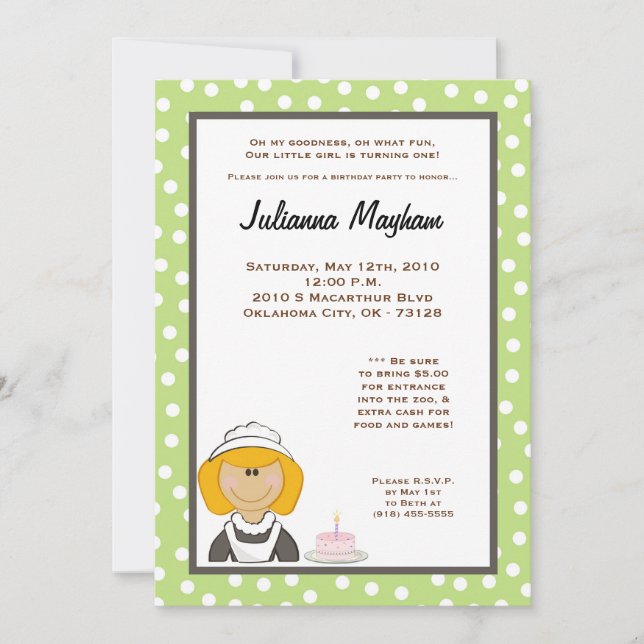 12x18 Gril Maid Birthday Part Einladung (Vorderseite)