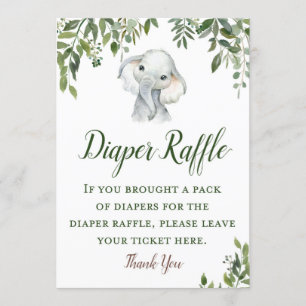 12x18 "Grüne Elefant Diaper Raffle Sign Size" Einladung
