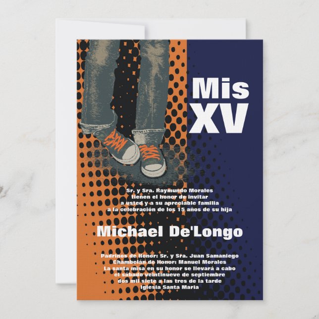 12x18 Grunge-Turnschuh Quinceanera Einladung (Vorderseite)