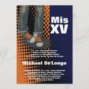 12x18 Grunge-Turnschuh Quinceanera Einladung