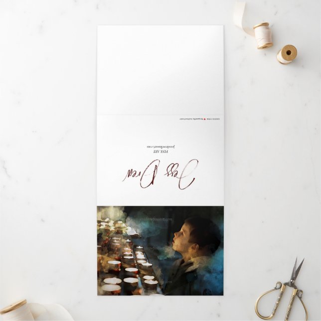 12x18 Grußkarte, Geschenk für Priester, Deacons Dreifach Gefaltete Karte (Außenbereich)