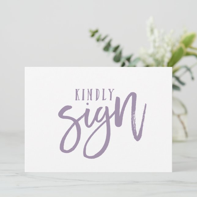 12x18 Guest Book Sign | Pinselkalligraphie (Lavend (Stehend Vorderseite)