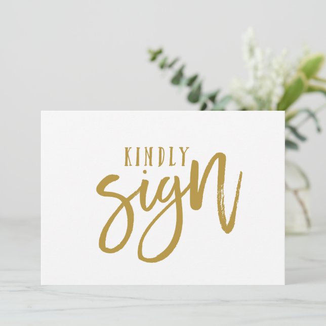 12x18 Guest Book Sign | Pinselschrift (Gold) (Stehend Vorderseite)