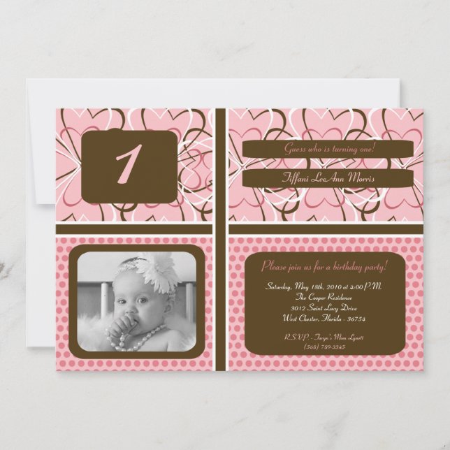 12x18 Heart Punkt Foto Geburtstagsparty Einladung (Vorderseite)