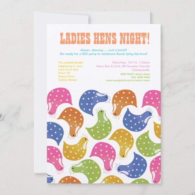 12x18 Hens Night Junggeselinnen-Abschied Wedite Ei Einladung (Vorderseite)