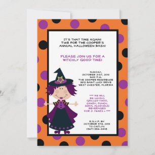 12x18 Hexe Halloween Bash Party Einladung