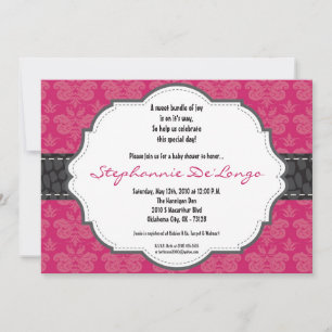 12x18 Hot Pink Damask Cheetah Kinderdusche Einladu Einladung