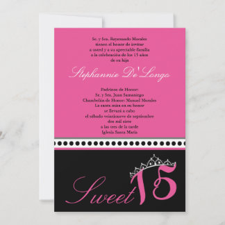 12x18 Hot Pink Tiara Quinceanera Party Einladung