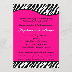 12x18 Hot Pink Zebra Print Baby Dusche Einladung
