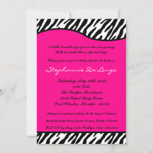 12x18 Hot Pink Zebra Print Baby Dusche Einladung