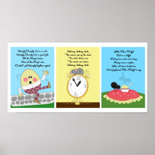 12x18 Humpty Hickory Miss Muffet Kids Room Art Poster