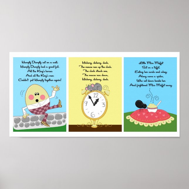 12x18 Humpty Hickory Miss Muffet Kids Room Art Poster (Vorne)