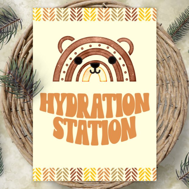 12x18 Hydratation Station Boho Woodland Bear Birth Poster (Von Creator hochgeladen)