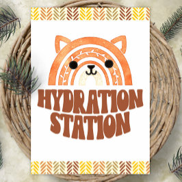 12x18 Hydration Station Boho Woodland Fox Birthday Poster