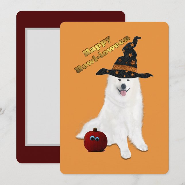 12x18 In. Flat TY Message Card Halloween Samoyed  Dankeskarte (Vorne/Hinten)