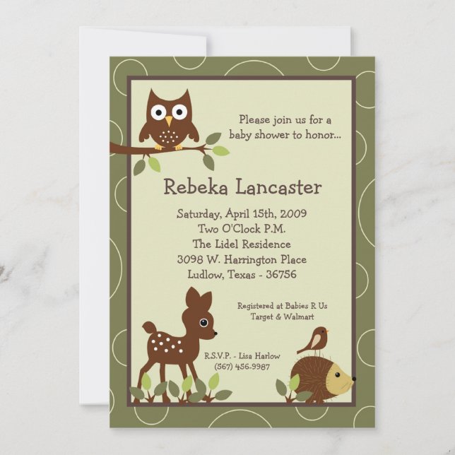 12x18 Invite - Forrest Animal Baby Shower Einladun Einladung (Vorderseite)