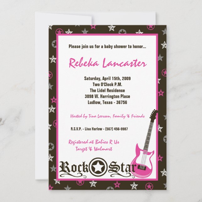 12x18 Invite - Girl Rock Star Babydusche Einladung (Vorderseite)