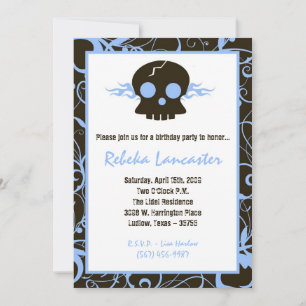 12x18 Invite - Punk Skull Roc zum Geburtstag Einla Einladung