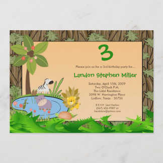 12x18 JungleSafari Tier-Geburtstags-Party Einladung