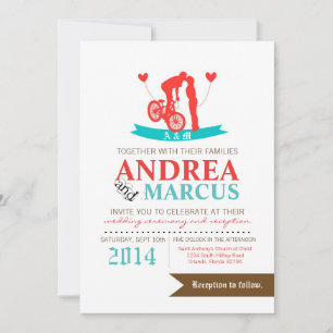 12x18 Liebe Paar auf Fahrrad Hochzeit Einladung