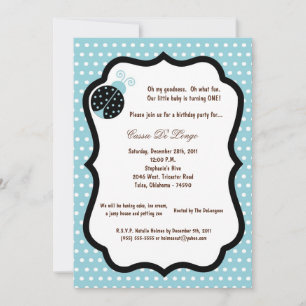 12x18 Light Blue Lady Bug Geburtstagsparty Einladu Einladung