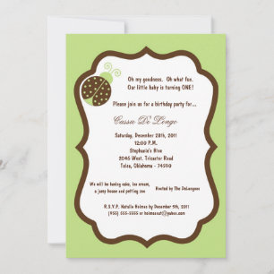 12x18 Light Green Lady Bug Birthday Party Einladun Einladung