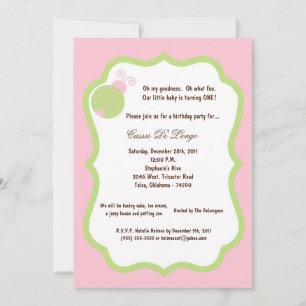 12x18 Light Pink Lady Bug Geburtstagsparty Einladu Einladung