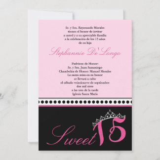 12x18 Light Pink Tiara Quinceanera Party Einladung