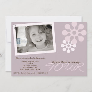 12x18 Lila Blume Foto Geburtstagspartei Einladung