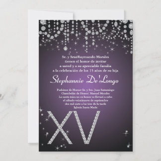 12x18 Lila Diamond Quinceanera Geburtstagseinladun Einladung