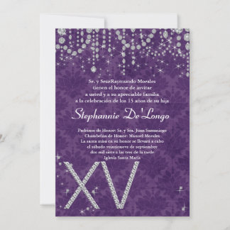 12x18 Lila Diamond Quinceanera Geburtstagseinladun Einladung