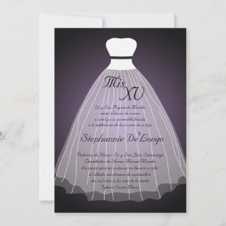 12x18 Lila Kleid Quinceanera Geburtstagseinladung Einladung
