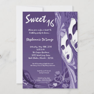 12x18 Lila Masquerade Sweet 16 Geburtstag Einladun Einladung