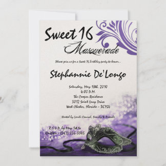12x18 Lila Masquerade Sweet 16 Geburtstag Einladun Einladung