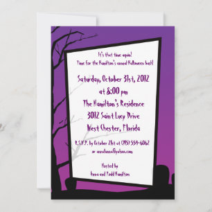 12x18 Lila Night Halloween-Party Einladung