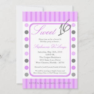 12x18 Lila Polka Dot Sweet 16 Geburtstag Einladung