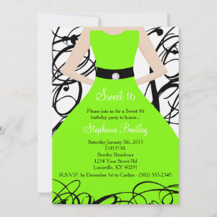 12x18 Lime Green Dress Sweet 16 Geburtstag Einladu Einladung