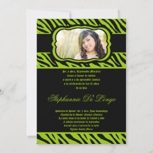 12x18 Lime Green Zebra Print Quinceanera Einladung