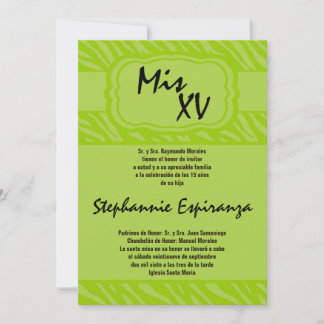 12x18 Limon Zebra Print Quinceanera 15 Einladung