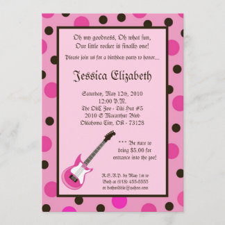 12x18 Mädchen-Rocker-Gitarren-Geburtstags-Party Einladung